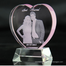 Personalized 3D Laser Etched K9 Pink Crystal Heart Awards Crystal Birthday, Wedding Gifts Souvenirs